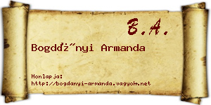 Bogdányi Armanda névjegykártya